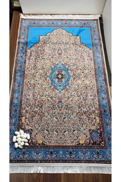 Dervişan İpekçilik %100 Saf İpek Seccade 70x120 cm | Kalın Dokuma | Lüks Desenli