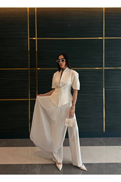 Julidress Σχεδιαστικό σετ με μονόκουμπο σακάκι και παντελόνι με αποσπώμενη πλ...