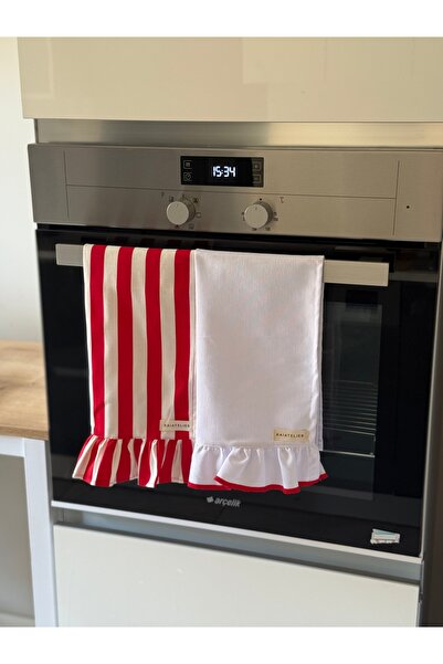 KaiAtelier Circus X Ivory 2-Piece Linen Oven Cover / Drying Cloths / Serving ...