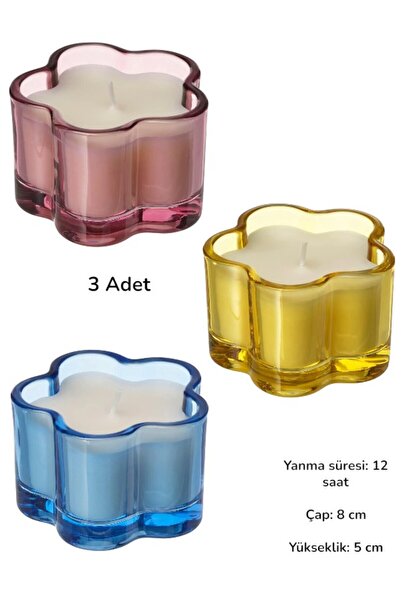 IKEA MORKULLA bardakta kokulu mum Duru Shop, çok renkli, ( Pembe - Sarı - Mav...
