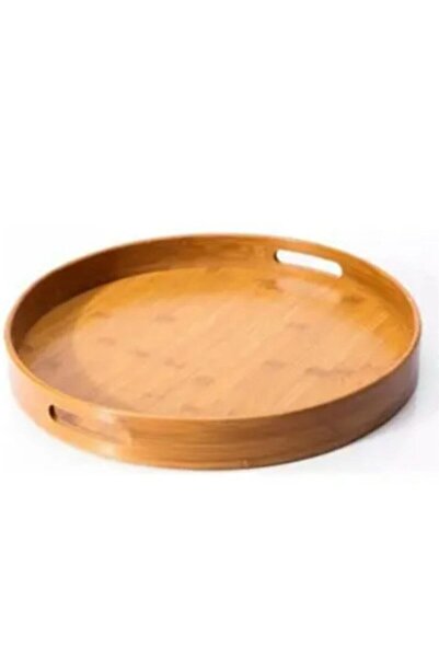 Empressco Stylish Round Bamboo Tray 35 Cm, Brown, Natural and Stylish Design