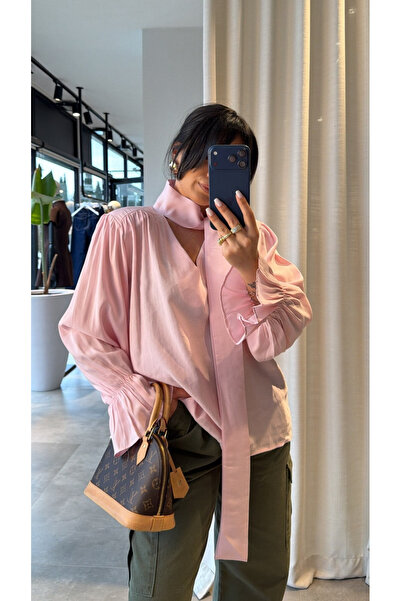 My Blog Ροζ Λεπτομέρεια με βολάν Με βάτες Μπλούζα - 1016