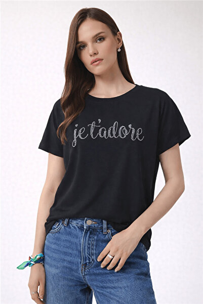 Fashion Friends Μπλούζα με στάμπα και λαιμόκοψη ποδηλάτου BLUZ 26Y0190K1