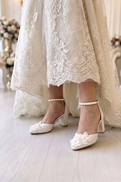 Modavien Γυναικεία νυφικά παπούτσια με κορδόνια 5 εκ. (ΤΕΛΕΙΑ ΕΦΑΡΜΟΓΗ)