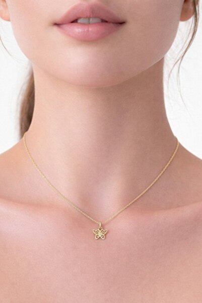 ATALYA ACCESSORY Kelebek Minimal Kadın Kolye-Kararmaz