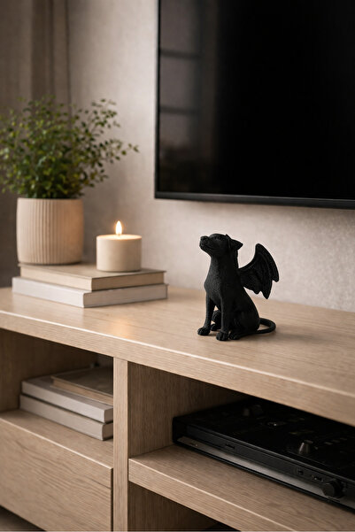 PawX Melek Kanatlı Köpek Figür Biblo – Dekoratif Minimal Modern, TV Ünitesi R...