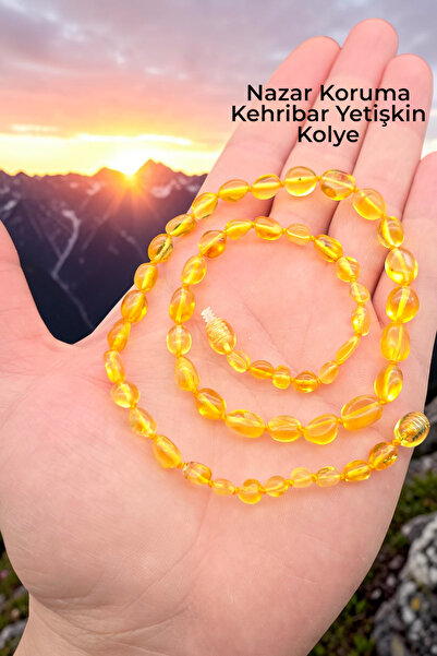 NBS Beautiful Naturel Stones Amber Necklace Knotted Women's Real Quality 42 cm