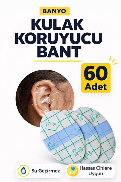 Yenilig Banyo Kulak Koruyucu Bant 60 Adet Su Geçirmez Şeffaf Kulak Bandı Duş ...