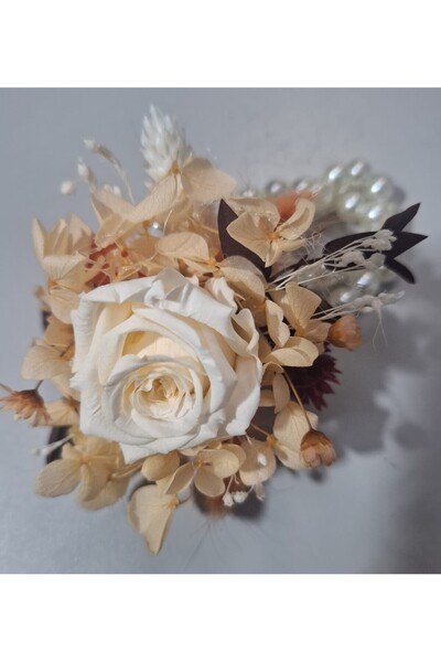 MIKKA STYLE Βραχιόλι με τριαντάφυλλα, ορτανσίες και αποξηραμένα λουλούδια