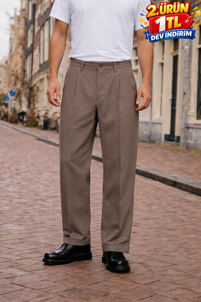 DAMGA JEANS Παντελόνι - Καφέ - Basic