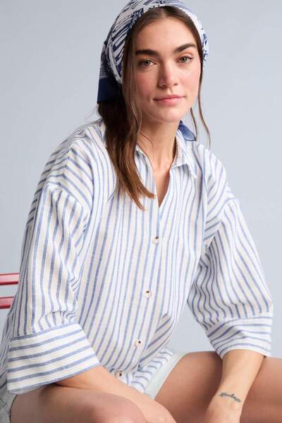 DeFacto Πουκάμισο - Μπλε - Casual