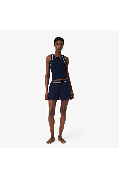 Lacoste Kadın Kolsuz Bisiklet Yaka Lacivert Pijama Takımı