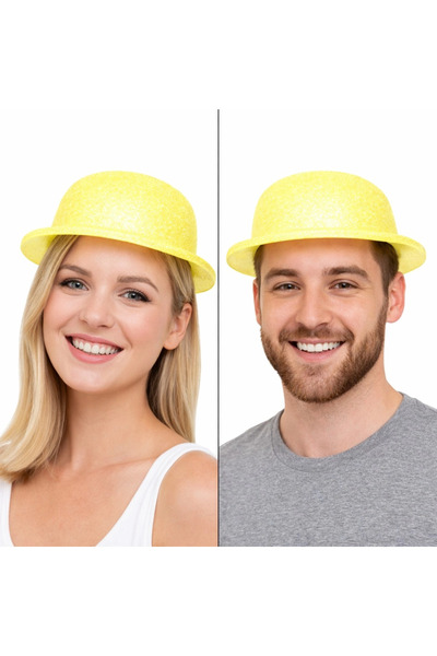 My Reality Fashion Κίτρινο καπέλο με γκλίτερ |   Λεπτό πλαστικό καπέλο πάρτι ...