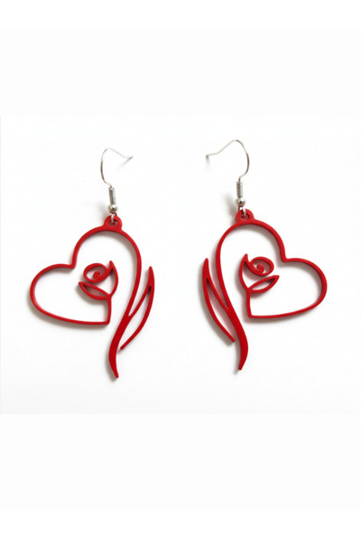 Fullment Rose Design Earrings in Heart – Minimalist Romance