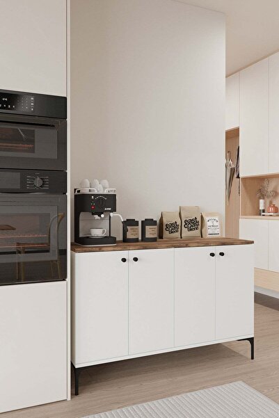 GaniHome Vento 4 Kapaklı Kahve Köşesi Mutfak Dolabı