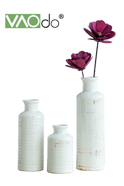 VAODO 3PCS Ceramic Vase Set Retro Country Home Decorative Vases Suitable for ...
