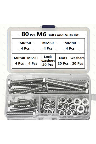 Choice1 80pcs M6 176pcs Stainless Steel M6, M8, M10 Bolts and Nuts Set with W...