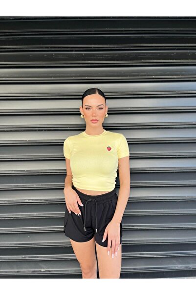 Fox ÇİLEK DESEN NAKIŞLI CROP