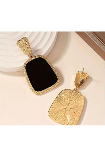 GAMY JEWELLERY Χρυσά σκουλαρίκια με μαύρη πέτρα