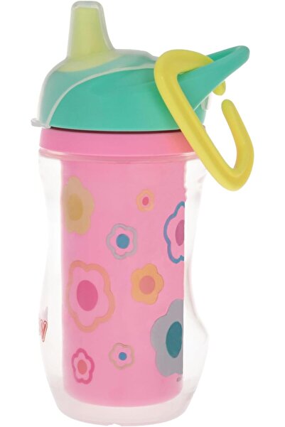 Nuby Cană termoizolantă pentru copii Easy Grip – cu pai flexibil, design flor...