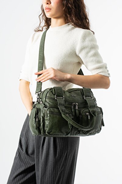 Washing Leather Multi-Eye, Shoulder and Arm Bag Green Model: (571-12N)