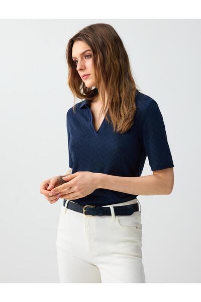 Jimmy Key Μπλούζα με κοντό μανίκι σε μπλε ναυτικό χρώμα, με λαιμόκοψη πόλο κα...