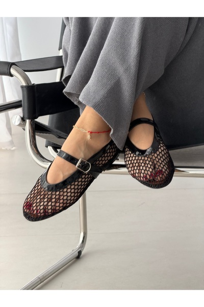 Gilla Shoes and Bag Lia Siyah Renk File Babet