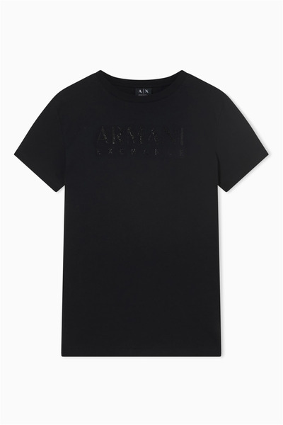Armani Exchange Γυναικείο μπλουζάκι με στρογγυλή λαιμόκοψη, βαμβακερό, κοντομ...