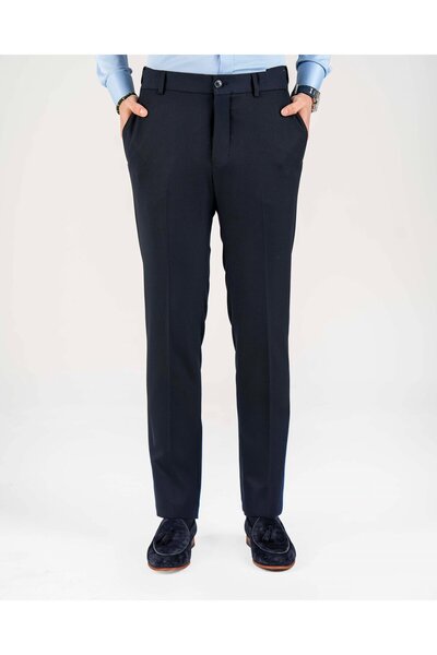 TerziAdemAltun Ανδρικό παντελόνι ιταλικού στυλ slim fit με λεπτομέρεια στη μέ...