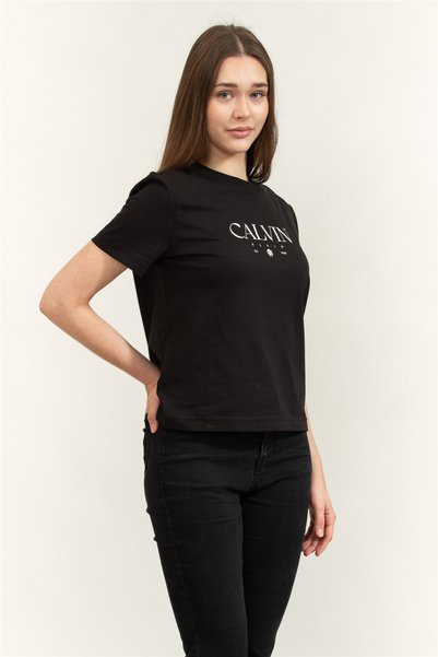 Calvin Klein Kadın Marka Logolu Günlük Kullanıma Uygun Siyah T-Shirt