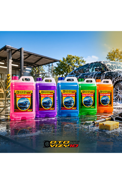 Oto Vizy10 %90 Cilalı Renkli Oto Şampuan pH Notr Kostiksiz 5 Litre