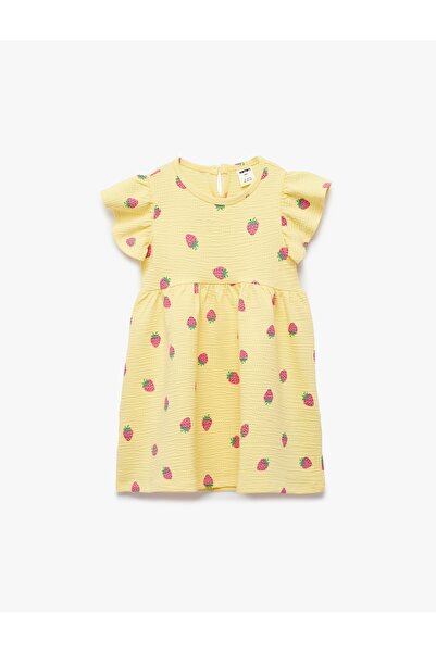 Koton Kız Bebek Elbise 6SMG80004AK SARI DESENLİ