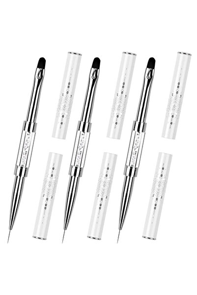 Choice 3pcs Pro Dual-Ended Builder Gel Nail Art Brush Rhinestone Handle for P...