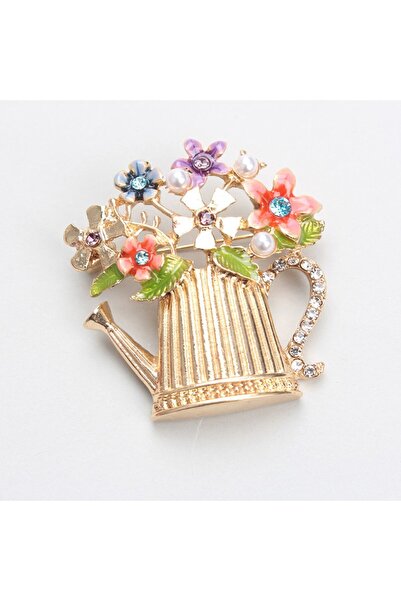 Choice AS SHOWN A Colorful Flowers Watering Can Brooches Women Fashion Pins A...