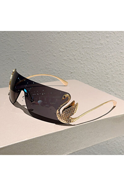 Choice golden black KAMMPT Rimless Y2k Sunglasses Women Fashion Monoblock Gra...