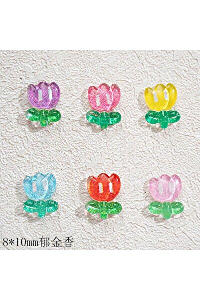 Choice3 YH006-Mix-100Pcs 100 قطعة/عبوة 8×10 مم زينة أظافر على شكل زهرة التولي...