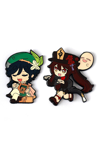 Choice 2pcs-set 2Pcs/Set Game Genshin Character Enamel Brooch Cute Cartoon La...