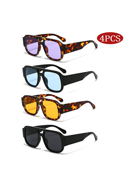 Choice12 4pcs z11 1/4 Sets Retro Large Frame Double Bridges Square Sun Glasse...