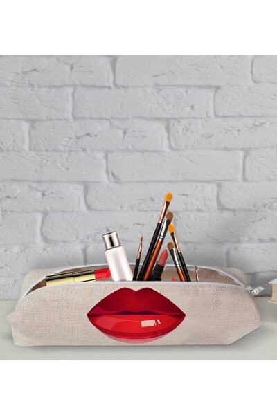 Generic Brand Linen Makeup Bag with Lip Design, Stylish and Practical Storage...