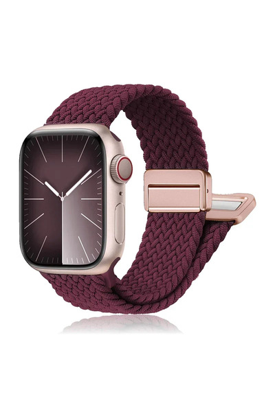 Choice6 38-40-41-S10 42mm 07 حزام مضفر باللون الأحمر النبيذي لحزام الساعة 44m...