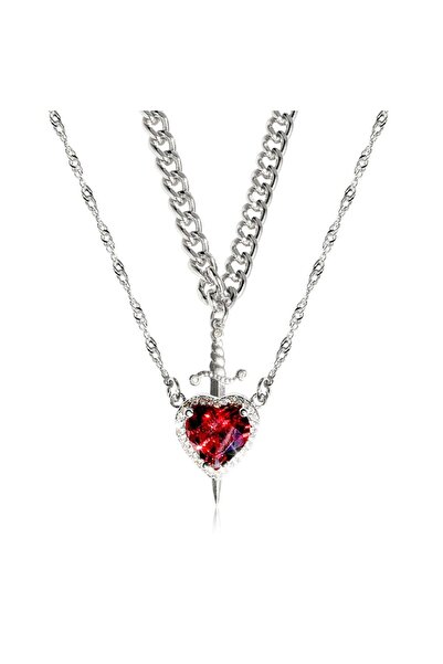 Choice5 DG5172 Heart and Sword Necklace Couple Necklaces Zircon Crystal Ring ...