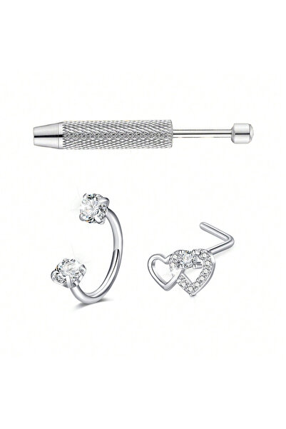 choice2 مجموعة من 3 قطع من حلقات ودبابيس الأنف على شكل هيكل عظمي 18G 1.0x8mm،...