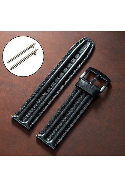 Choice8 22mm Black 20/22/24mm Cowhide Leather Watchband Straps for for Men Wo...