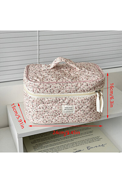 choice2 A3 Fresh Sweet Corduroy Floral Cosmetic Bag Portable Large-Capacity S...