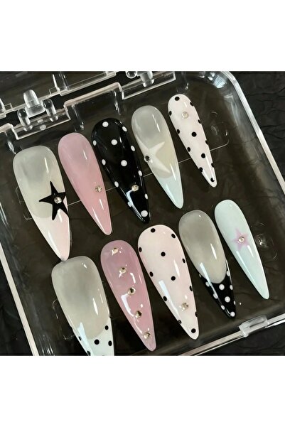 choice2 SJ0935-S 10 pieces of hand-pressed long almond-shaped nails, beautifu...