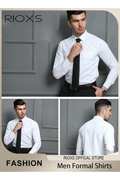 RIOXS Men's French Cuff Dress Shirt, Slim Fit Formal Business Button Down Shi...