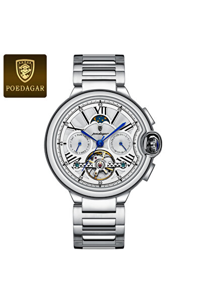 Choice7 1413 Silver White S Luxury Male Watch Tourbillon Date Week Stainless ...