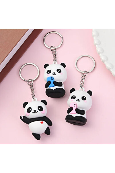Choice3 3pcs Cute Cartoon Couple Panda Keychain Pendant - Fashionable Car Bag...