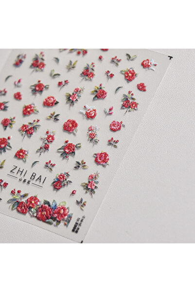 Choice3 1pcs Retro Red Blue Rose Flower Nail Stickers High Quality Laser Gold...