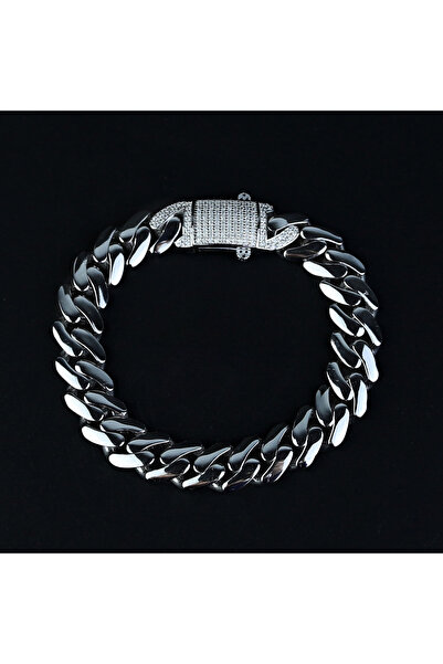 Mercan Silver 925 Ayar Gümüş 10MM Küba Zinciri Erkek Bileklik